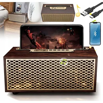 Bluetooth reproduktor BLUETOOTH REPRODUKTOR USB SD AUX PŘENOSNÝ BEZDRÁTOVÝ FM RÁDIO DŘEVĚNÝ