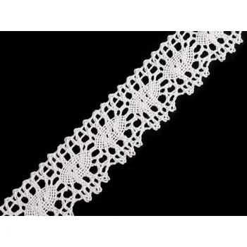 Bavlněná krajka paličkovaná šíře 32 mm, barva 6000 bílá