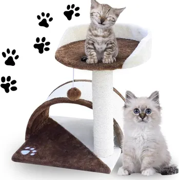 DRAPAK PRO KOČKY MALÝ PELÍŠEK SLOUPEK BUDKA HOUPACÍ SÍŤ HNĚDÁ 43 cm