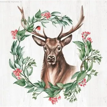 Papírový ubrousek SDGW 0240 01 Great Deer in Wreath