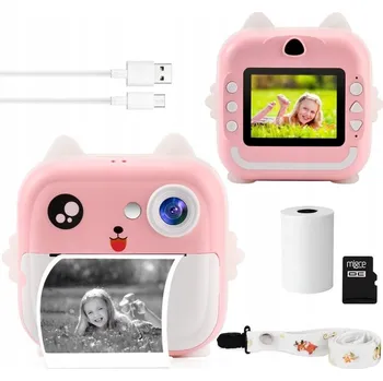 IP kamera Instantní fotoaparát Mini tiskárna Drukuś Pro děti + 5 rolek Modrý