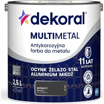barva na kov Dekoral MULTIMETAL antikorozní barva na kov antracit 2,5L
