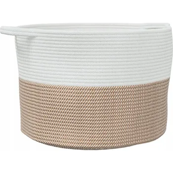 Koš na prádlo Koš na prádlo bavlněný, hnědý/bílý, 55x36 cm