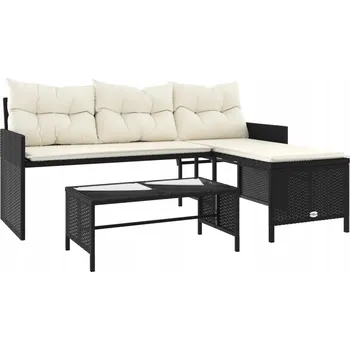 Zahradní pohovka Zahradní rohová pohovka L z PE ratanu, černá, 170x120x72,5 cm