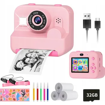 Digitální kompakt DĚTSKÝ FOTOAPARÁT DIGITÁLNÍ S TISKÁRNOU PRO OKAMŽITÝ TISK + 3 ROLE PAPÍRU