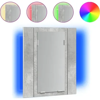 Koupelnový nábytek Koupelnová skříňka se zrcadlem LED RGB, šedá betonu, 40x12x45 cm
