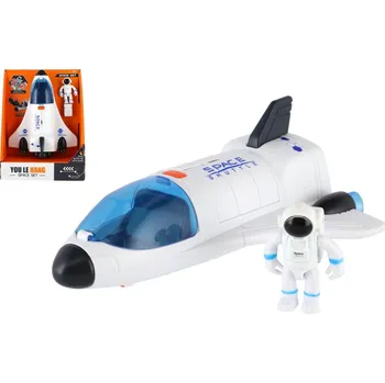 Hračka Teddies Raketoplán s astronautem plast 20cm na baterie se světlem, zvukem v krabici 18,5x25cm