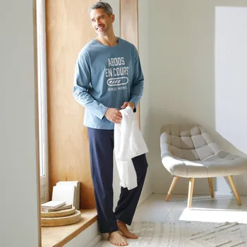 Pánská móda Pyžamo s kalhotami a dlouhými rukávy nám. modrá/modrá 117/126 (XXL)