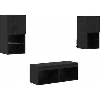 Televizní stolek TV stolky se LED osvětlením, 4 ks, Černý dub, 30,5 x 30 x 60 cm