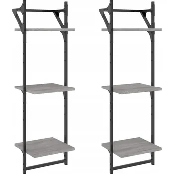 police Závěsné nástěnné police s tyčí, Šedý dub Sonoma, 30x25x100 cm