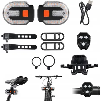 Cyklosvítilna ZADNÍ LED SVĚTLO NA KOLO S BLINKRY OVLÁDANÉ DÁLKOVÝM OVLADAČEM - SADA