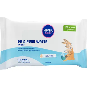 Dětský vlhčený ubrousek Nivea Baby 99% Čistá Voda Vlhčené Ubrousky Biologicky Rozložitelné 57 Kusů