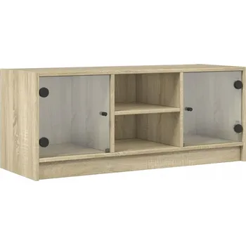 Televizní stolek VidaXL TV stolek se skleněnými dvířky, dub sonoma, 102x37x42 cm
