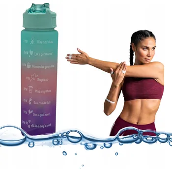 LAHEV NA PITÍ MOTIVAČNÍ LAHEV 1L S MĚRKOU, NEPROTÉKAJÍCÍ, BEZ BPA, PRO FITNESS A SPORT