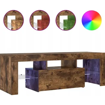 Televizní stolek TV stolek s LED osvětlením, kouřový dub, 120x35x40 cm