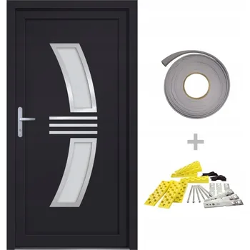 Vchodové dveře Vchodové venkovní dveře z PVC, antracitové, 88x200 cm, tepelná izolace