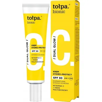 Přípravek na opalování TOŁPA Rozjasňující krém s hydro-ochranou SPF 50 UVB + UVA bionic DUAL GLOW