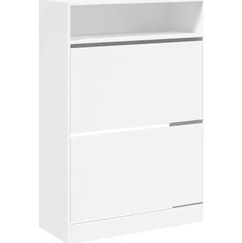 Botník Bílá botník 80 x 34 x 116 cm, 2 výklopné zásuvky