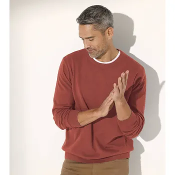 Pánská móda Pulovr s kulatým výstřihem a dlouhými rukávy korálový melír 97/106 (L)