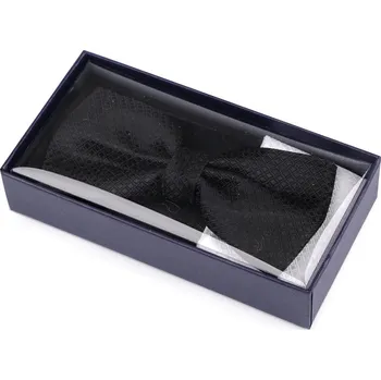 Kravata Sada motýlek a kapesníček do saka, střední, 5 černá bílá