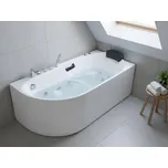 Levostranná vana bílá stříbrná akrylát nerezová 170 x 80 cm hydromasážní vířivka opěrka hlavy Beliani