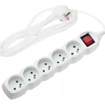 Napájecí kabel Prodlužovací Kabel přívod s lištou DPM 3 m 5 ks zásuvek bílý