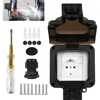 Elektrická zásuvka VENKOVNÍ ELEKTRICKÁ ZÁSUVKA ZAHRADNÍ VODOTĚSNÁ S KOLÍKEM 220-250V IP66