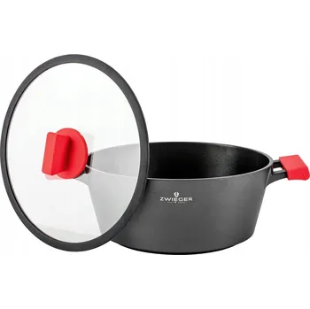 Hrnec ZWIEGER HRNEC S POKLICÍ HLINÍKOVÝ S NEPŘILNAVÝM POVRCHEM INDUKCE PLYN OBSIDIAN 28CM 6L