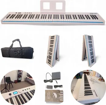 Skládací digitální piano s 88 klávesami DIGI PIANO BX-20 BÍLÉ, nabíjecí sada