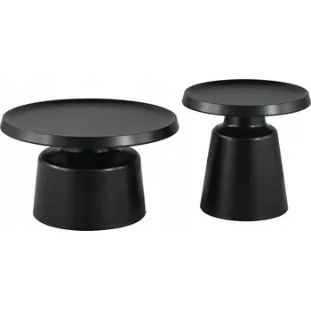 Konferenční stolek Sada konferenčních stolků, kulatý černý stolek do obývacího pokoje moderní - LEMOS