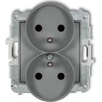 Elektrická zásuvka Dvojitá zásuvka do rámečku s uzemněním šedá matná 27MGPR-2zp Karlik Mini