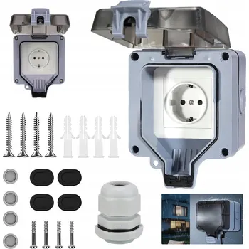 Elektrická zásuvka VENKOVNÍ ZÁSUVKA IP66 ZAHRADNÍ VODĚODOLNÁ 1-NÁSOBNÁ + PŘÍSLUŠENSTVÍ 220V