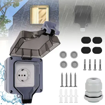 Elektrická zásuvka VENKOVNÍ ELEKTRICKÁ ZÁSUVKA ZAHRADNÍ VODOTĚSNÁ S KOLÍKEM 250V IP66