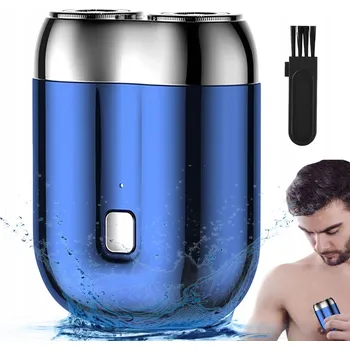 MINI DVOUHLAVÁ PÁNSKÁ ELEKTRICKÁ HOLICÍ STROJEK USB MODRÁ