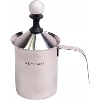 Šlehač mléka Ruční napěňovač mléka, ocelový hrnec, šlehač 400 ml KAMILLE