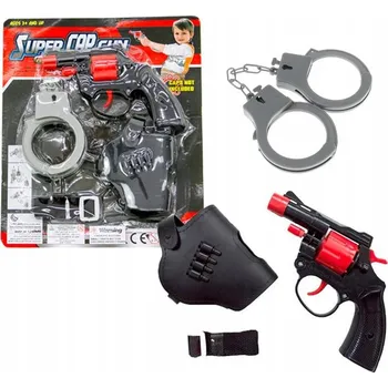 Dětská zbraň PISTOLE na slepé náboje, REVOLVER, pouta, POUZDRO