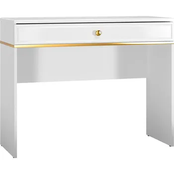 Toaletní stolek Elegantní toaletní stolek do ložnice Goldin - ML Meble Bílý Lesk / Alpská Bílá / Zlatá 100x79 cm