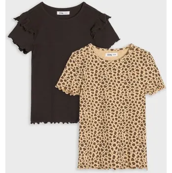 Oblečení a móda Sinsay - Tričko z&nbsp;žebrovaného úpletu 2 pack - vícebarevná - 863GH-MLC - 863GH-MLC-110