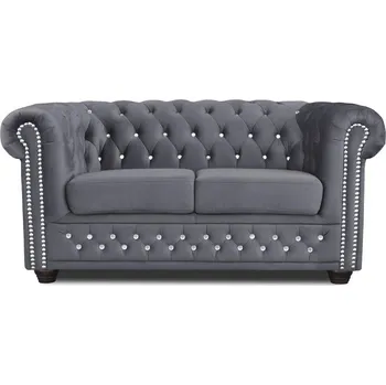 Pohovka Dvoumístná pohovka Chesterfield York Blink - Meble Ropez Royal 28, stříbrné cvoky 148x72 cm
