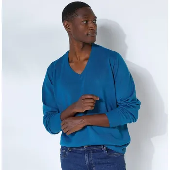 Pánský svetr Blancheporte Pulovr s výstřihem do V, 100% akryl petrolejová 97/106