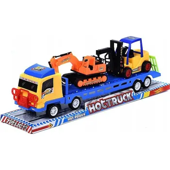 Auto s odtahovkou a 2 stavebními vozidly s pohonem, 45 x 13 x 8 cm