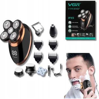 Strojek na vlasy Golarka Elektryczna Męska 5w1 Do Głowy Brody Zastřihovač 5 nástavců