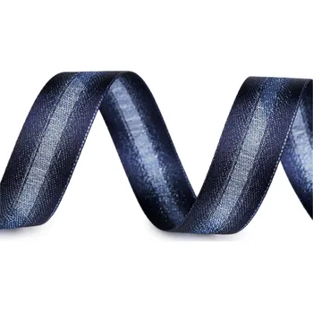 Stuha Atlasová stuha s lurexem oboulící šíře 25 mm, střední, 416 modrá tmavá modrá světlá