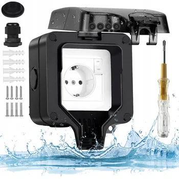 Elektrická zásuvka VENKOVNÍ ELEKTRICKÁ ZÁSUVKA ZAHRADNÍ VODOTĚSNÁ IP66