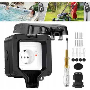 Elektrická zásuvka VENKOVNÍ ZAHRADNÍ ELEKTRICKÁ ZÁSUVKA VODOTĚSNÁ UTĚSNĚNÁ IP66