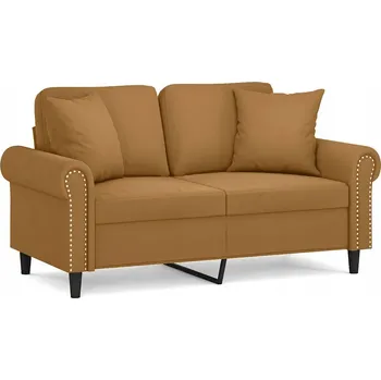 Pohovka 2místná pohovka samet hnědá 152x77x80 cm s ozdobnými polštáři