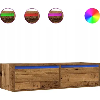 Televizní stolek TV stolek s LED osvětlením, staré dřevo, 100x35,5x25 cm