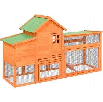 kurník Dřevěný kurník pro kuřata 186,5x58,5x113 cm, hnědý, masivní borové dřevo