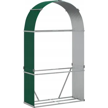 Stojan na palivové dřevo zelený 120 x 45 x 210 cm ocel pozinkovaná