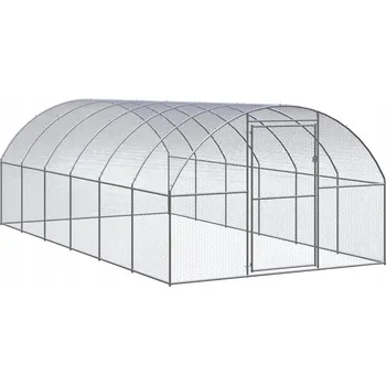 Klec pro kuřata se sítí 3 x 6 x 2 m, ocel pozinkovaná, stříbrná